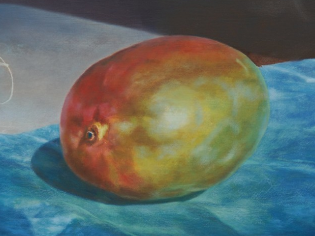 Mr. Mango & Turnip Tail, Gugell, Oil on Canvas