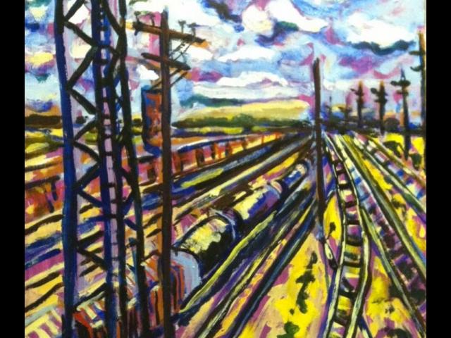 Train Yard in Violet, Oil, Marta Sanchez